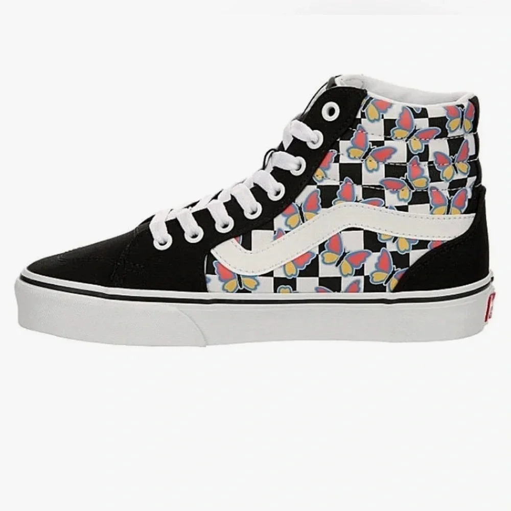Vans Women's Sneaker, Butterfly Checkerboard Multicolored Size 7.5